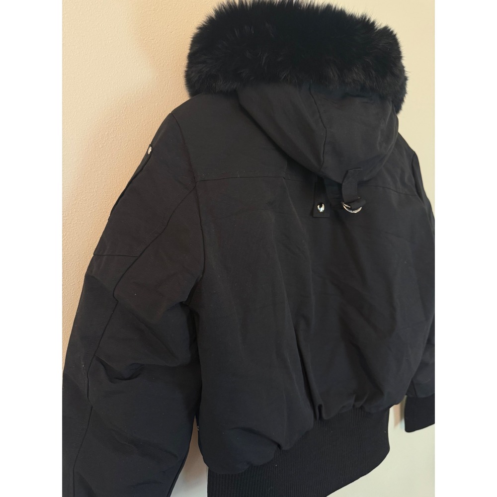 Moose Knuckles Debbie Shearling Trim Bomber Jacket Black L - Picture 8 of 13